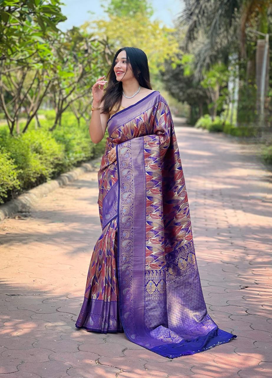 Women's Luxurious Pista Green & Pink Art Silk Saree with Intricate Leaf Weave & Broad Zari Border – Ideal for Festive & Wedding Occasions - Image 9